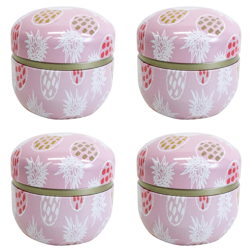 4PK LVD Pink Blossom 8.5cm Metal Tin Home/Bedroom Decorative Canister