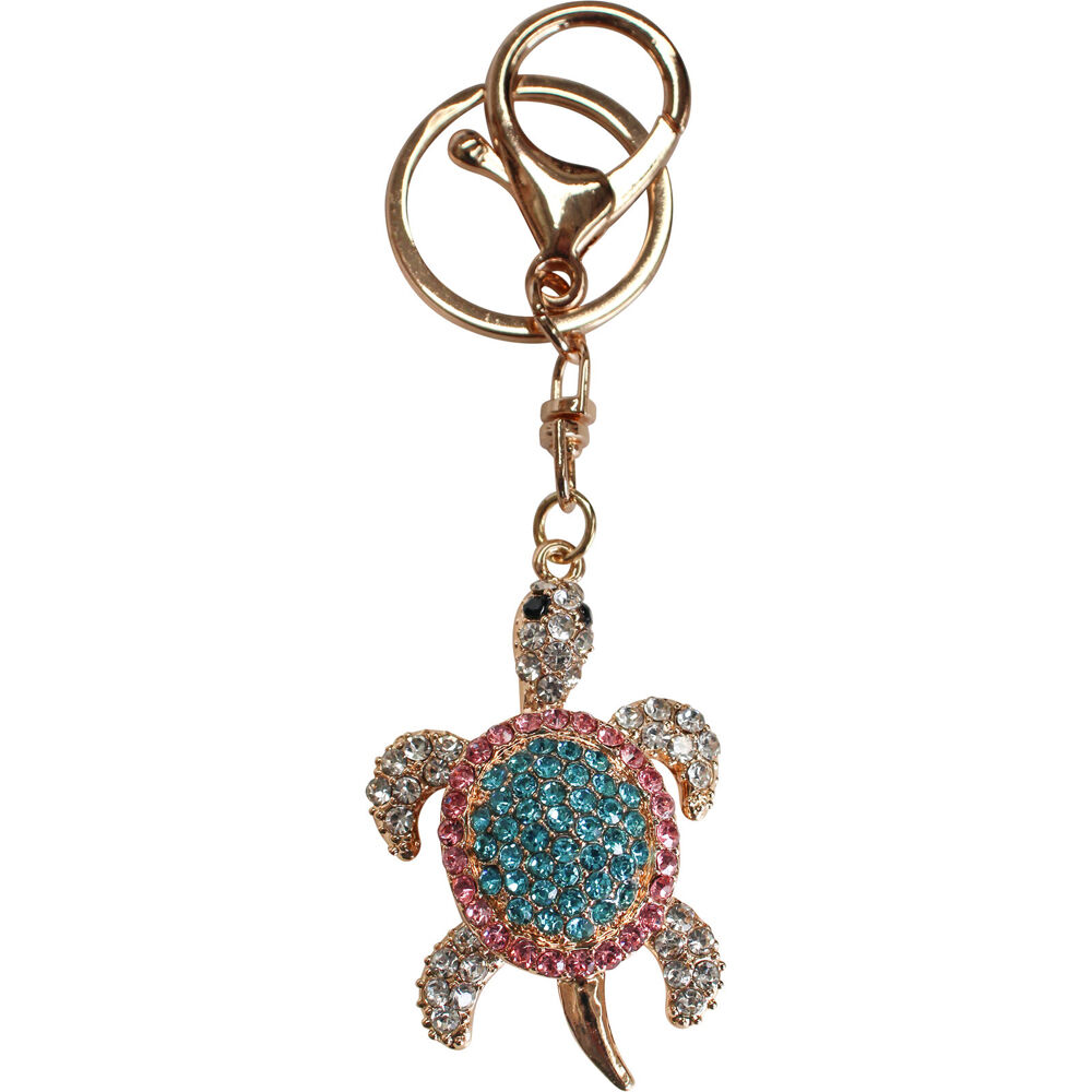 LVD Metal Bedazzled Turtle Keyring Handbag Accessory 5x4cm Blush Pink