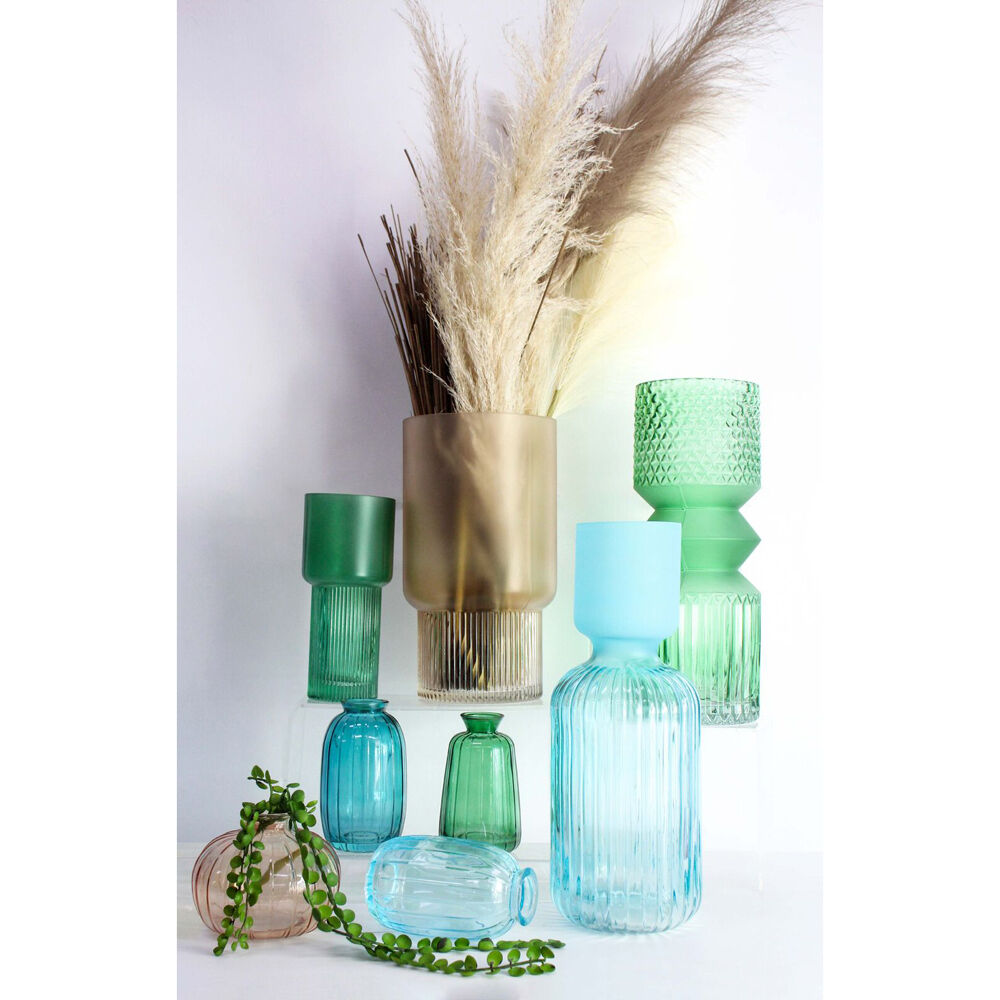 2PK LVD Glass Vase Market Small Juniper Home Decor 8x18cm - Green