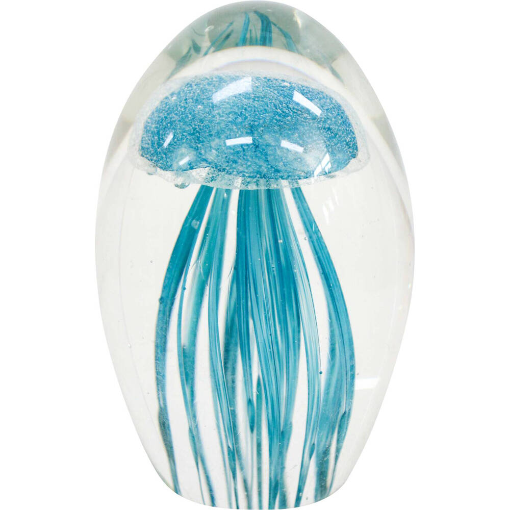 LVD Glass Jellyfish Figurine Medium Home/Office Decor 6x12cm - Aqua