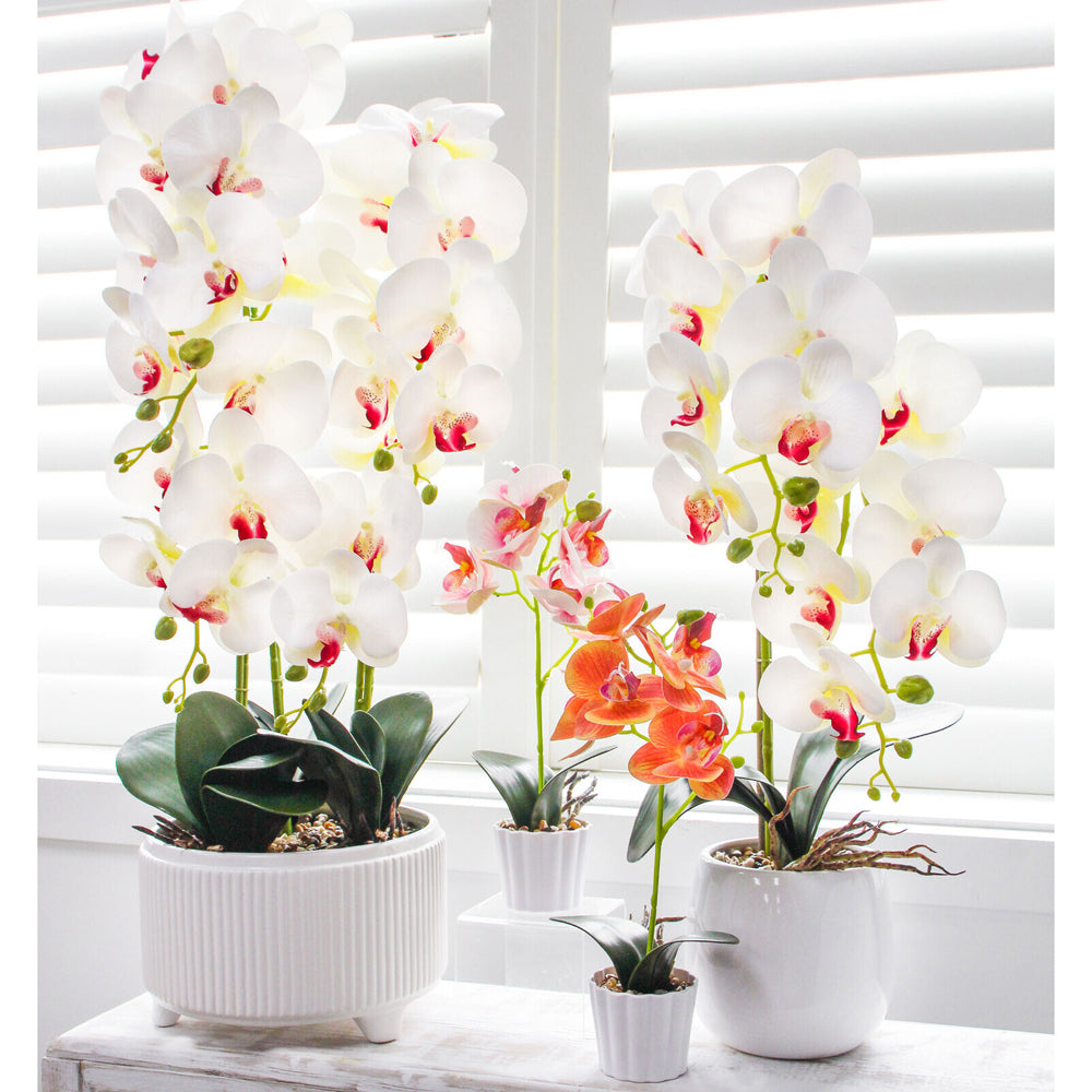 LVD Faux 72cm Orchid Artificial Flower w/ Pot XL - White