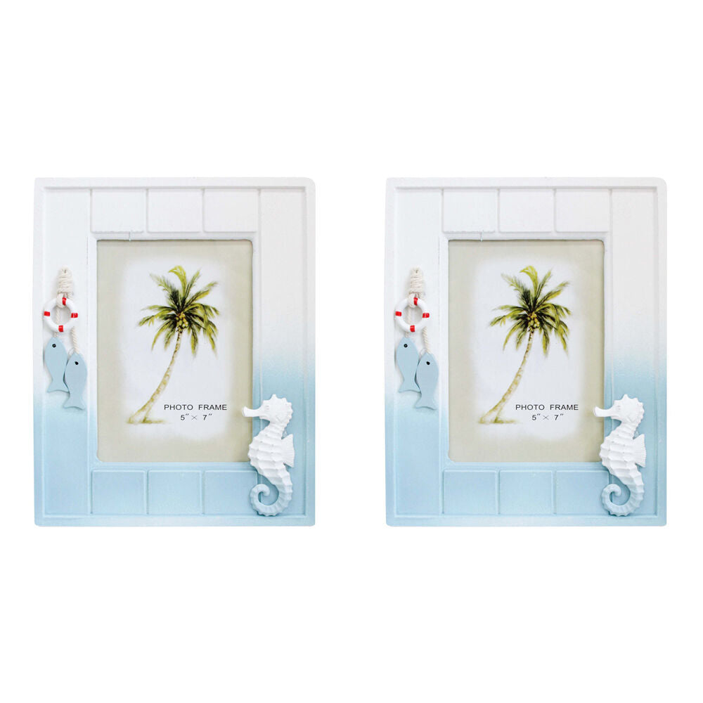 2PK LVD Wooden Glass Picture/Photo Coastal Frame 5x7 21x26x1.5cm Beachside