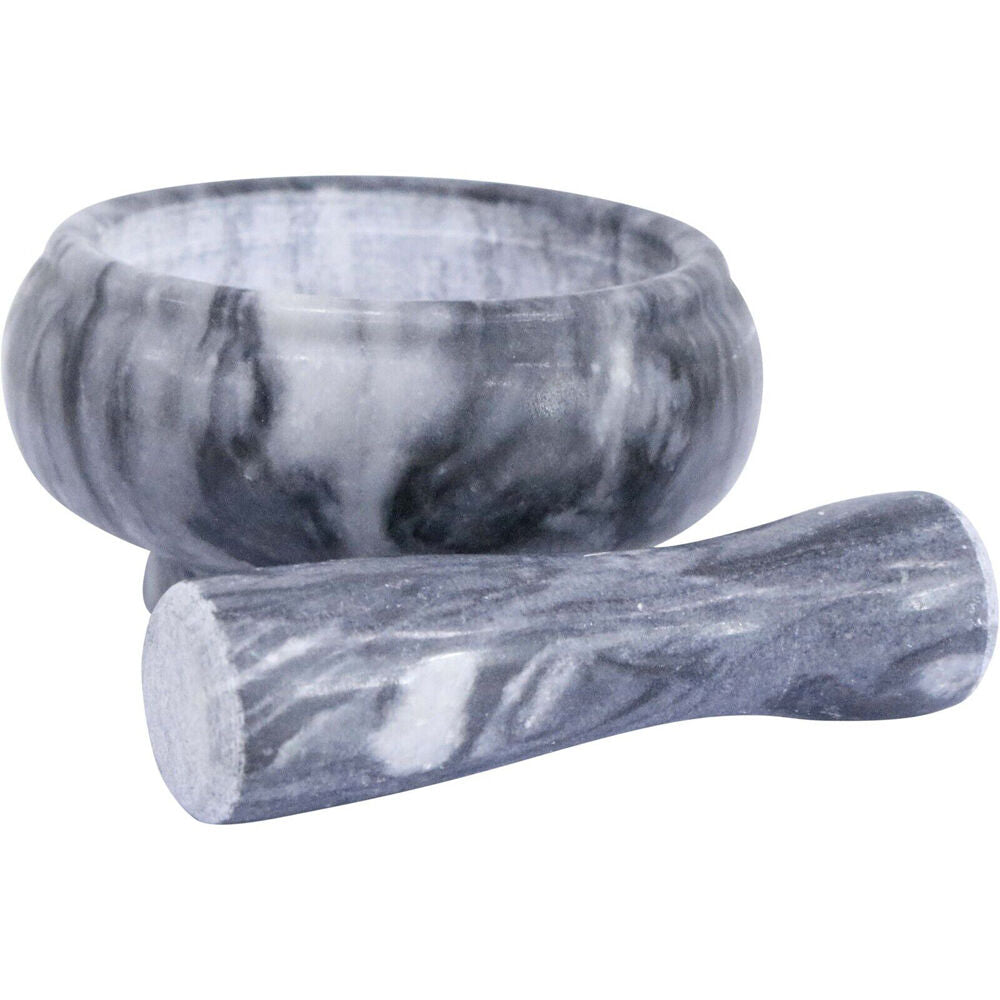 LVD Small Marble Mortar & Pestle Kitchen Grinding Bowl 8.5x5cm Black