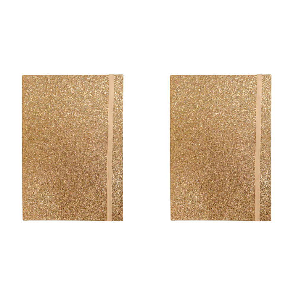 2PK LVD 21cm Notebook A5 Writing Stationery 80 Pages Glitter Champagne