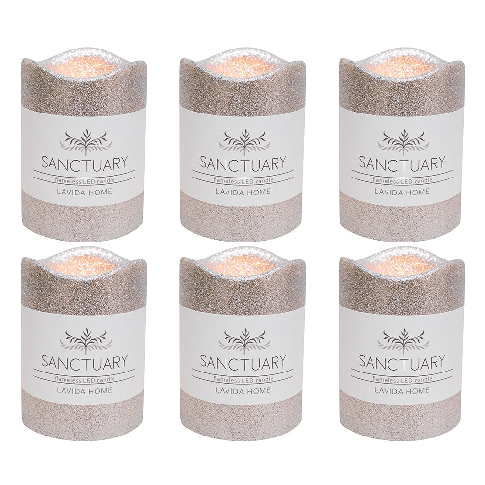 6PK LVD Flameless Candle Small Silver Decorative Home/Lounge Decor