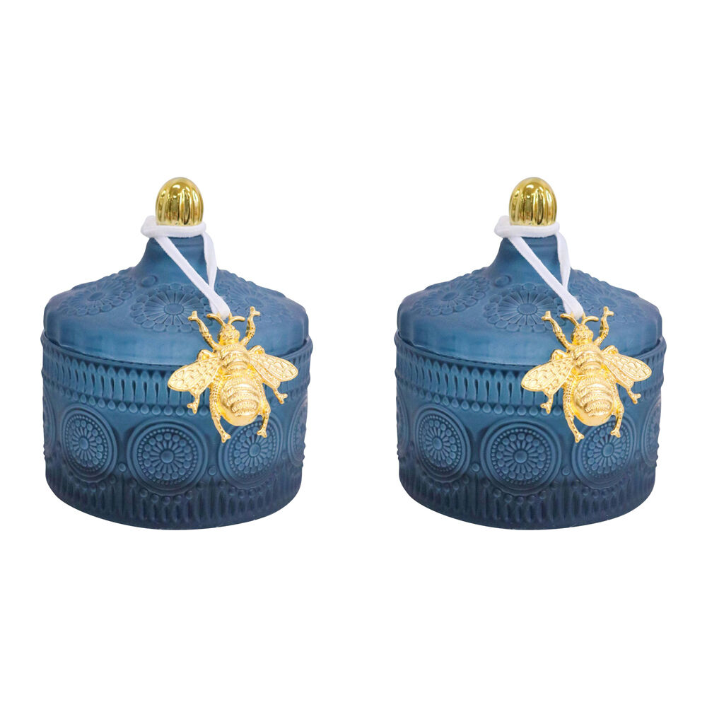 2PK LVD Glass Chloe Trinket Box Storage Decor Round 10cm - Capri