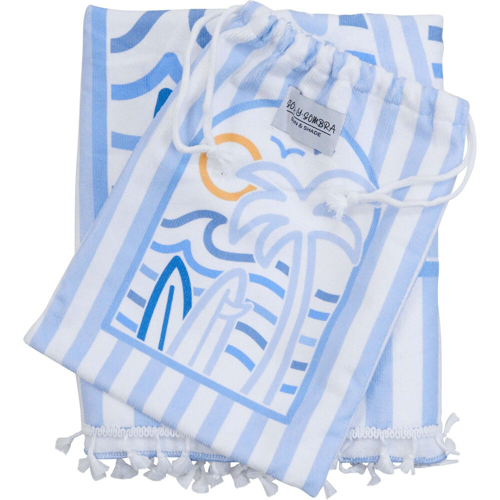LVD Microfibre Kids Towel Hooded Poncho w/ Bag 70x70cm Summer Blues