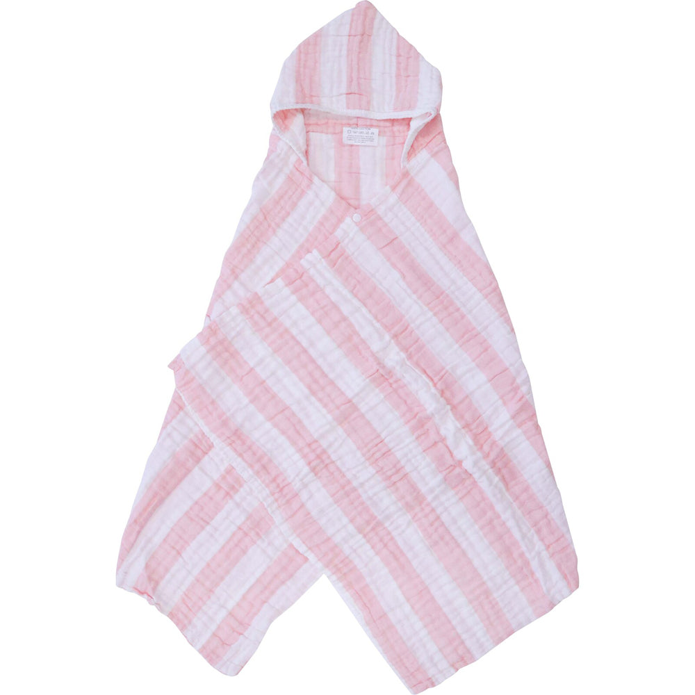 LVD Striped Cotton Hooded Swaddle Baby Wrap 127x66cm - Pink/White