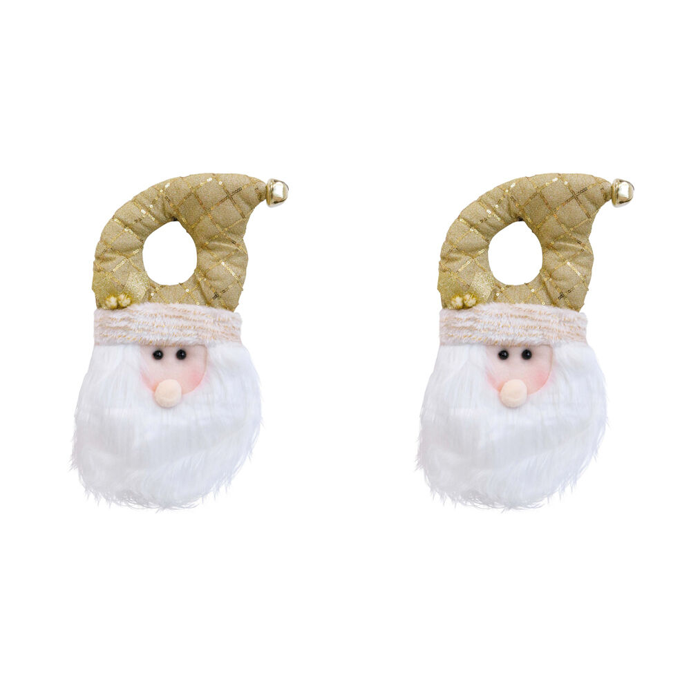2PK LVD Hanging Santa Christmas Door Hanger Festive Decoration 43cm Gold