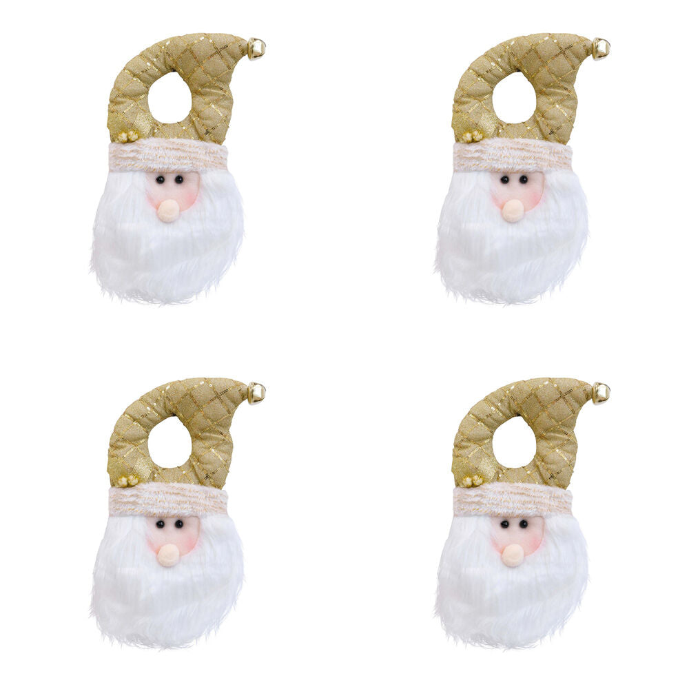 4PK LVD Hanging Santa Christmas Door Hanger Festive Decoration 43cm Gold