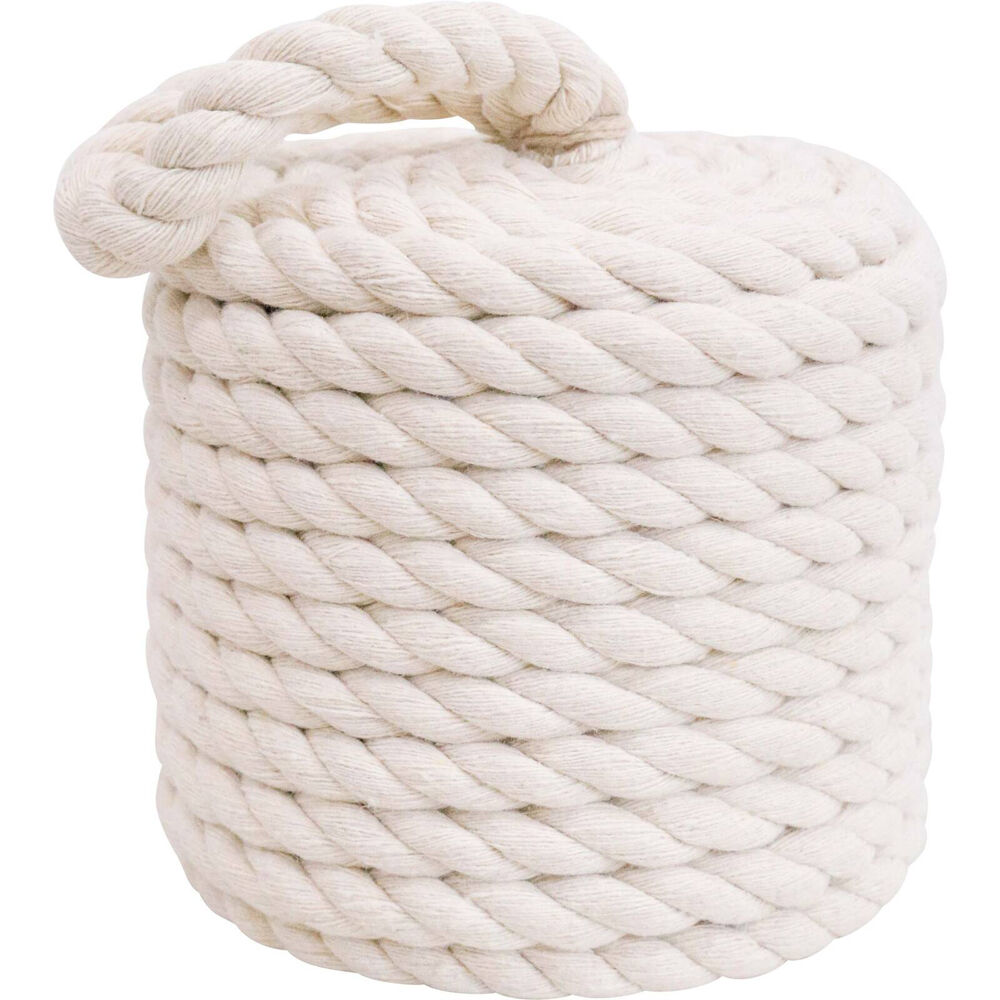 LVD Cotton/Concrete Doorstop Rope Cyl w/ Handle 12cm White