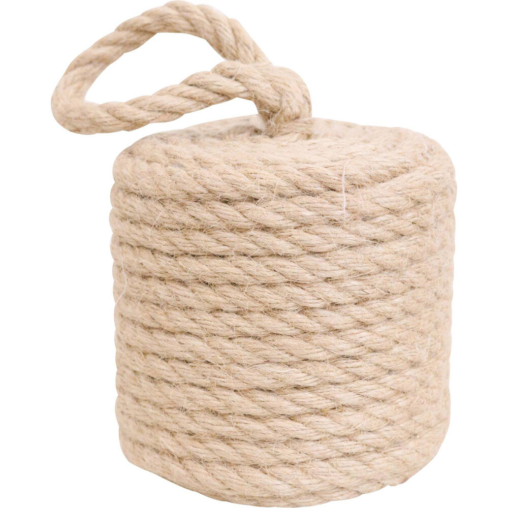 2PK LVD Jute/Concrete Doorstop Rope Cyl w/ Looping Handle 12cm Nat