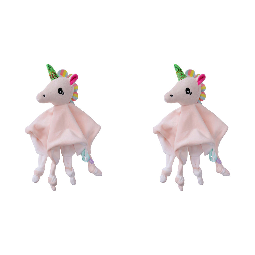 2PK LVD Comforter Blankie Rattle Unicorn Home/Nursery Decor Children/Baby 0+ 23cm