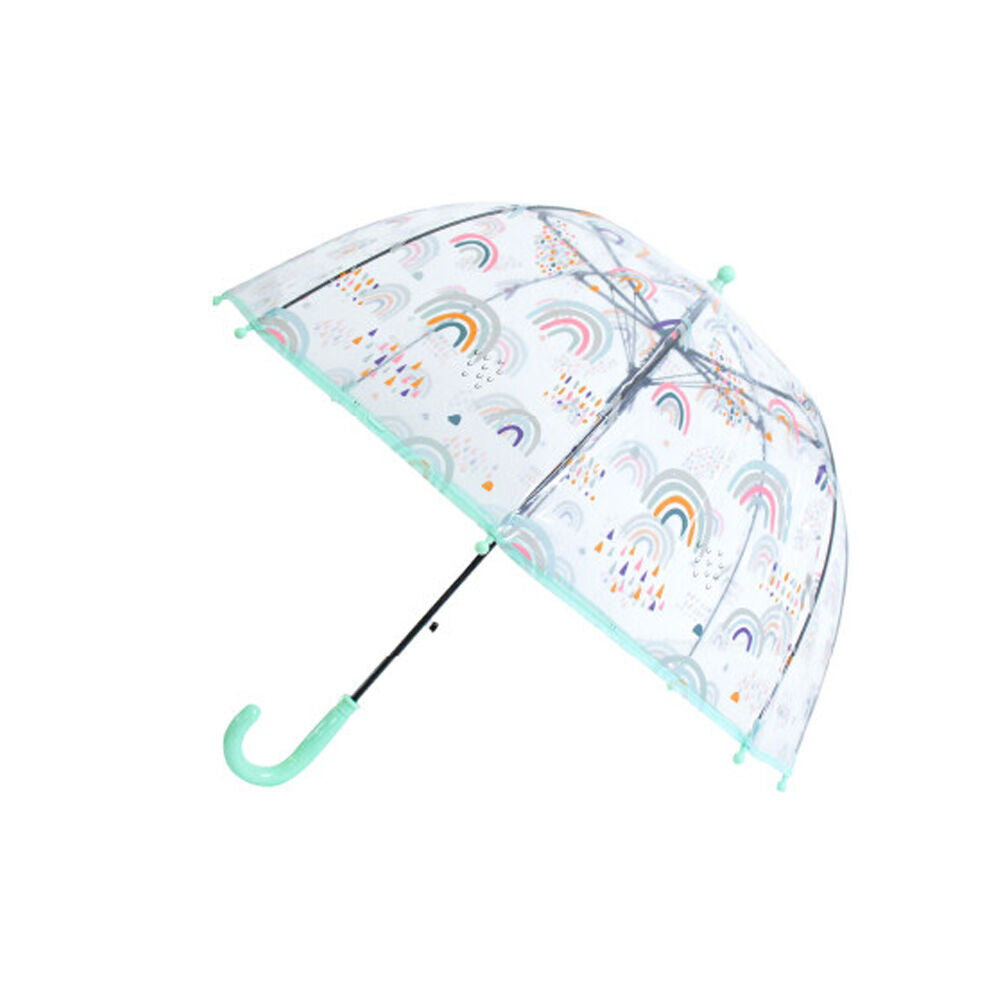 2PK LVD Kids Umbrella Plastic Clear Dome Rainbows Assorted