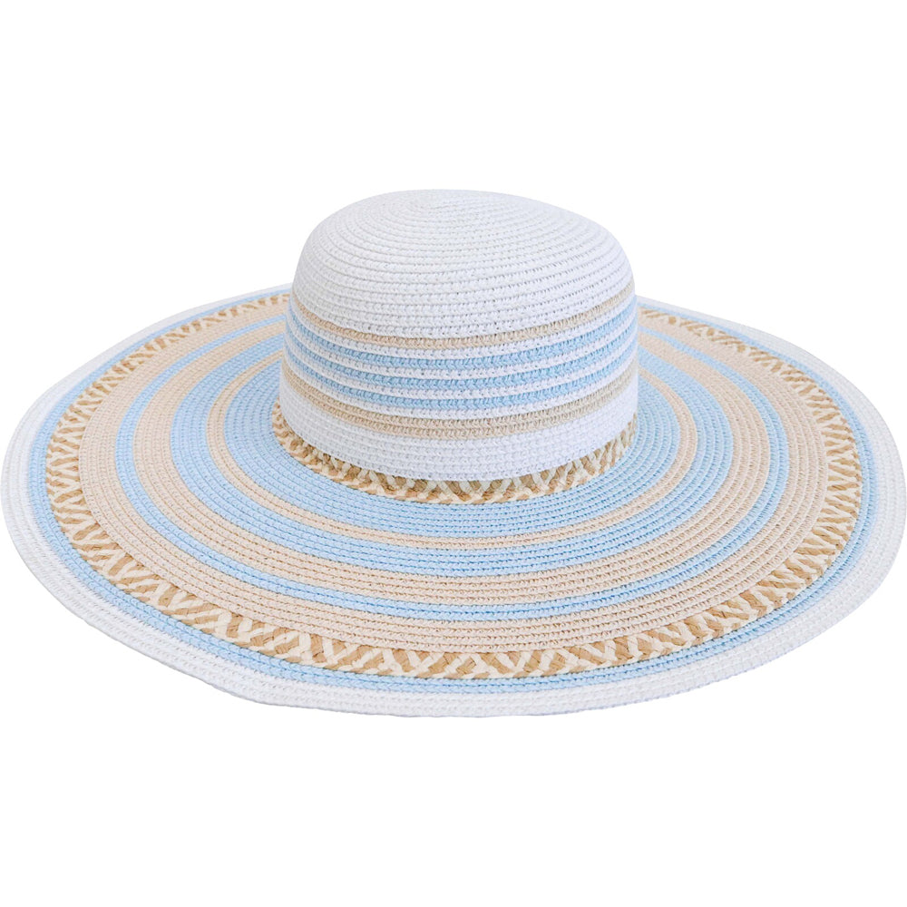 2PK LVD Kids/Children Woven Sun Hat 44cm Brim Round - Sky Blue