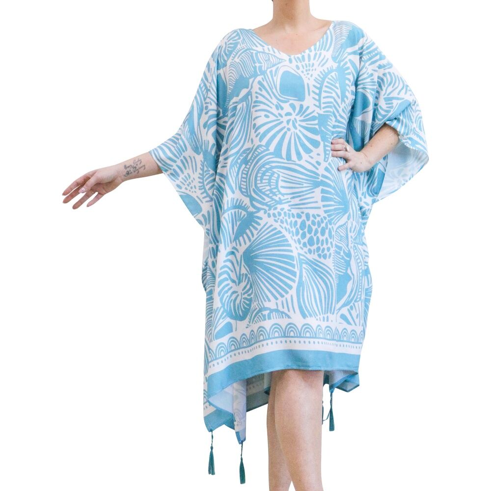 LVD Womens/Ladies Ocean Shells Kaftan Beach Cover Up Robe Polyester One Size