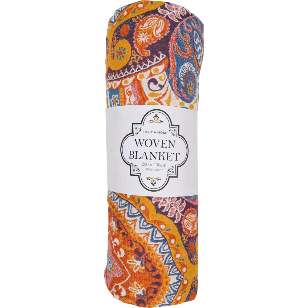 LVD 100% Cotton Paisley Print Throw Decor Blanket 230x200cm Arabella