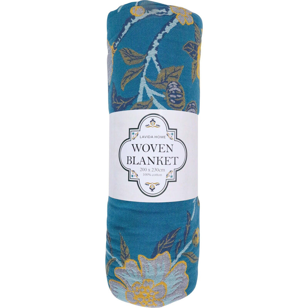 LVD 100% Cotton Floral Print Throw Decor Blanket 230x200cm Aurelia