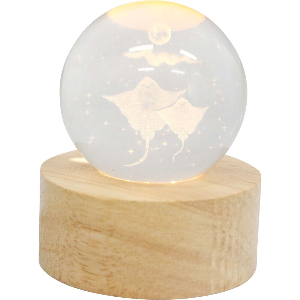 2PK LVD Wooden LED Glass Ball Sphere Bedroom Decoration 7x3cm Stingray