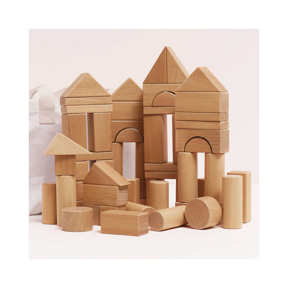 60pc Le Toy Van Natural Wood Building Blocks Baby Kids Set 12m+/3x8x3cm