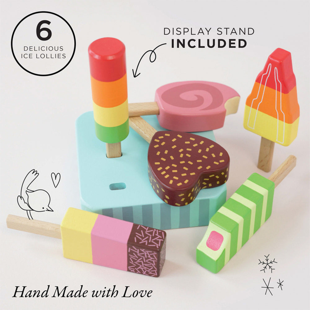 6pc Le Toy Van Honeybake Ice Lollies 10x13cm Wooden Toy 2y+