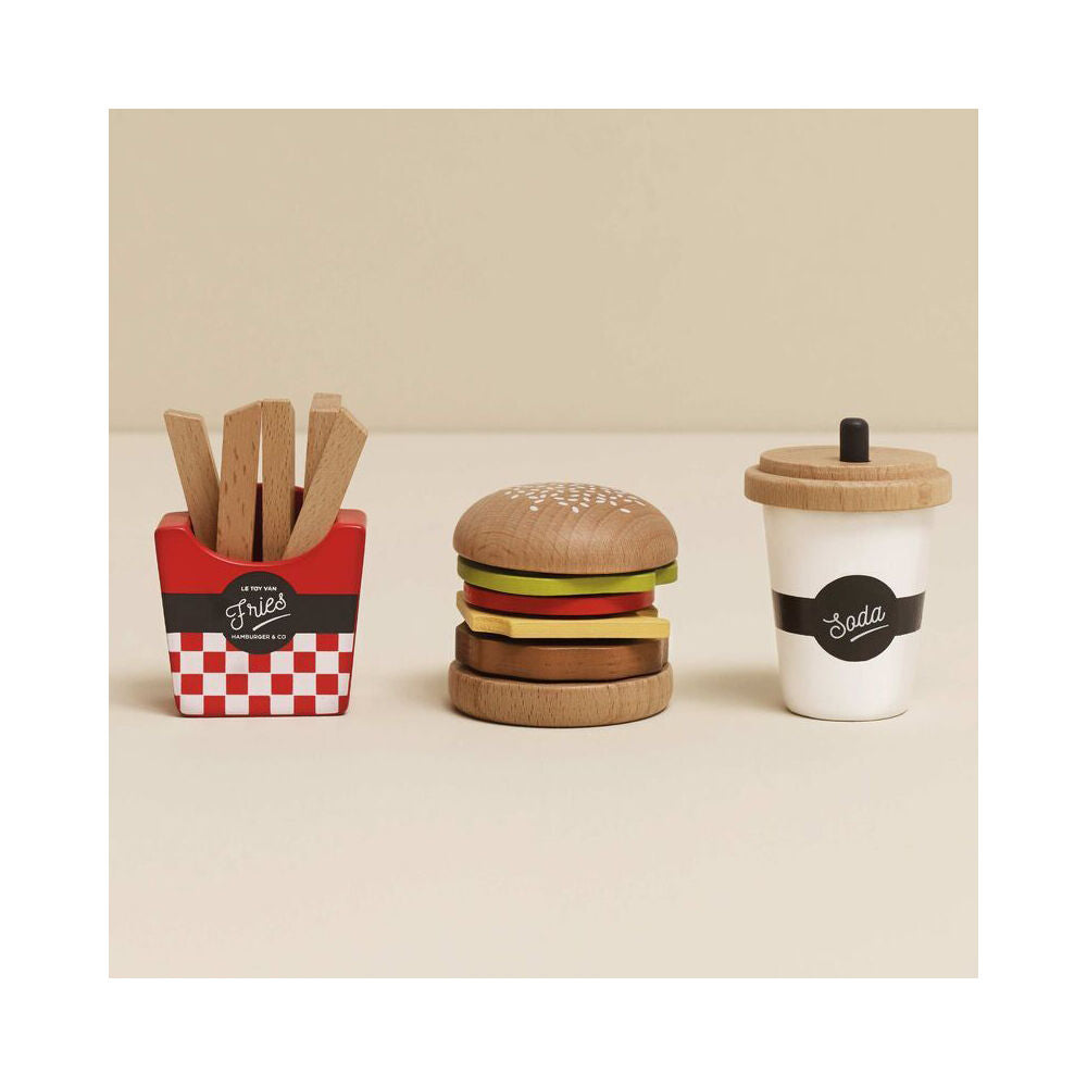 Le Toy Van Kids Pretend Play Wooden Hamburger Set w/ Fries/Drink 3y+/6x6x30cm
