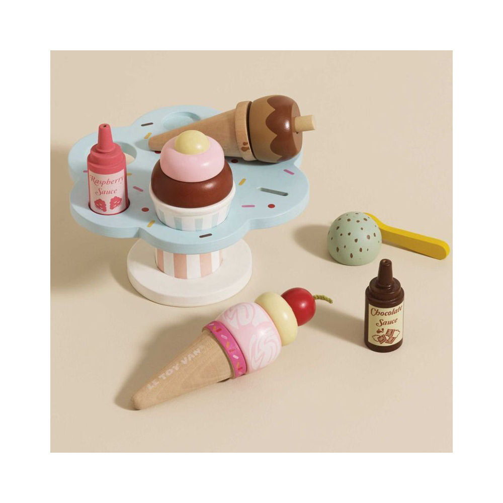 Le Toy Van Wooden Ice Cream Stand & Toppings Pretend Play 2y+