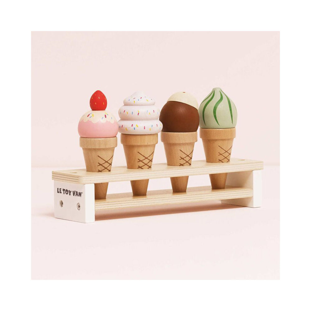 4pc Le Toy Van Kids Pretend Play Wooden Ice Cream Set 2y+/10x14x10cm
