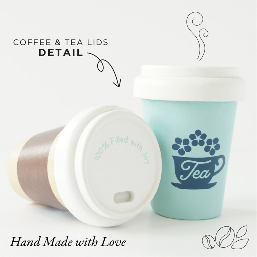 2pc Le Toy Van Honeybake Take Away Hot Drink Cups Set 7x9cm Wooden Toy 2y+