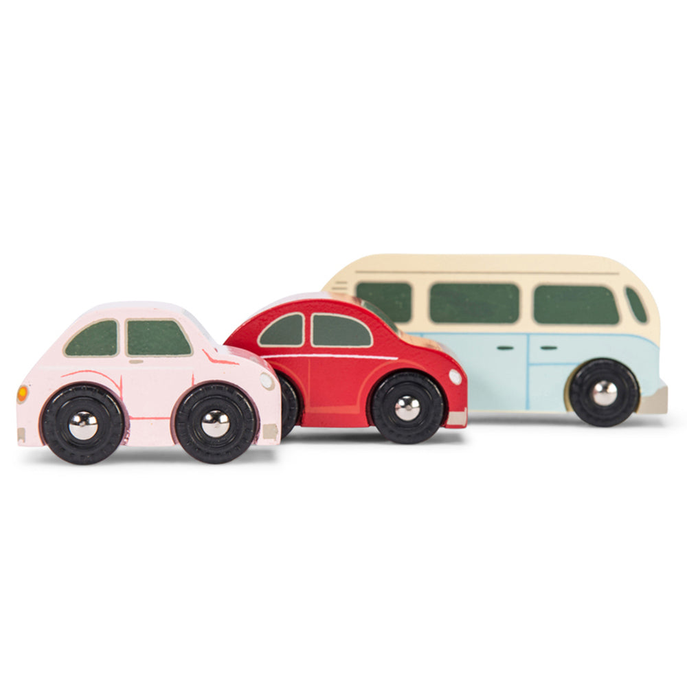 3pc Le Toy Van Retro Metro Car Set 5x10.5cm Wooden Toy 2y+