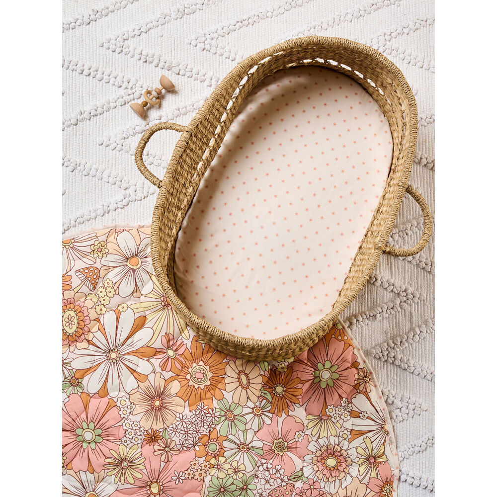 Linen House Kids Bassinet Cotton Flower Power Sheet Set 50x80cm
