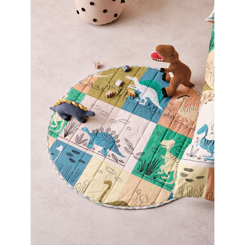 Linen House Kids Prehistoric Dinosaur Patchwork Playmat Round 120cm