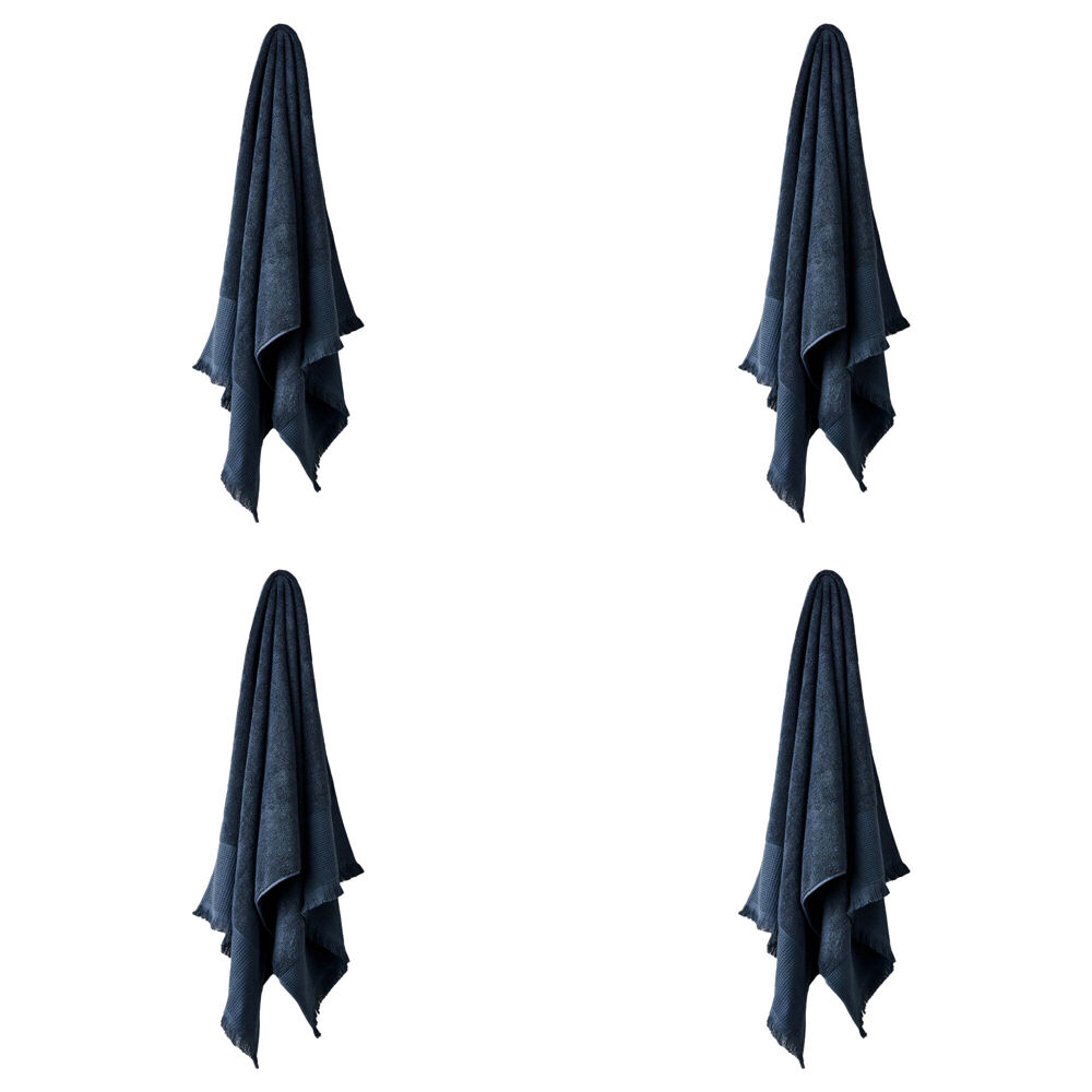 4PK Linen House Aria Slate Cotton/Bamboo Face Washer 33x33cm - Blue