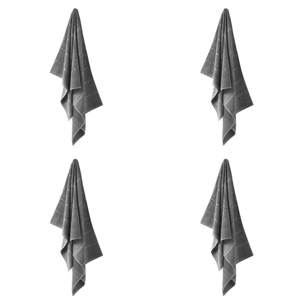 4PK Linen House Velour Stripe Cotton Ash Face Towel 33x33cm - Charcoal