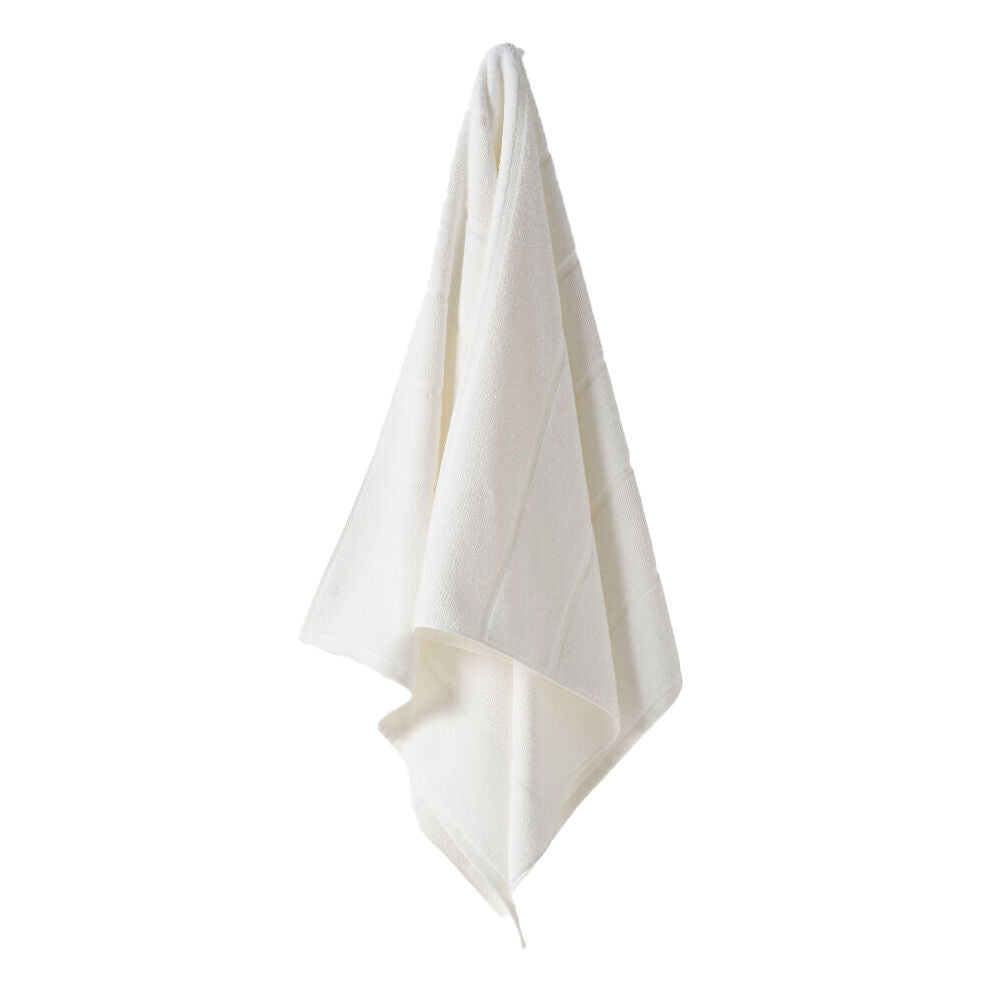 Linen House Velour Stripe Cotton Bath Towel 69x139cm - White