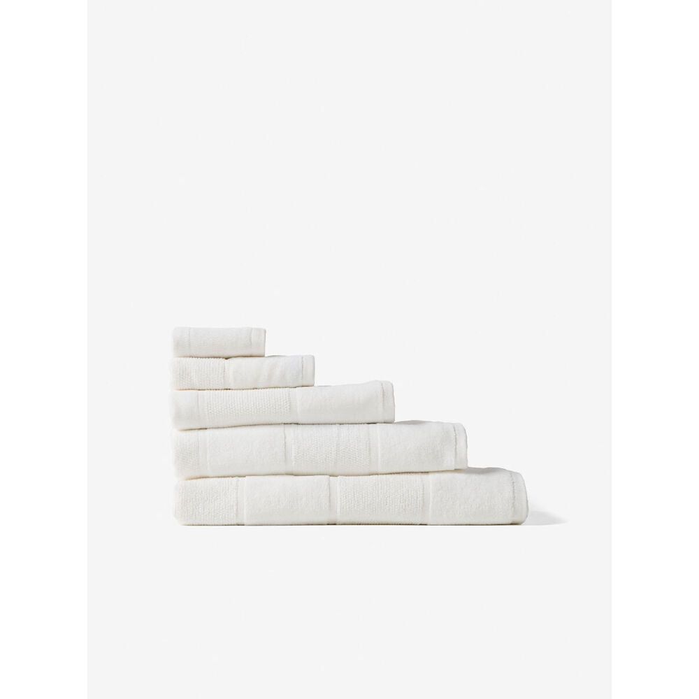 Linen House Velour Stripe Cotton Bath Towel 69x139cm - White