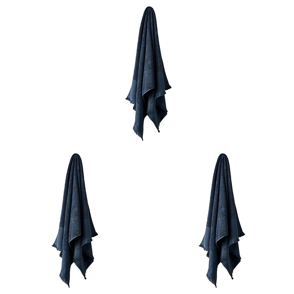 3PK Linen House Aria Slate Cotton/Bamboo Hand Towel 40x71cm - Blue