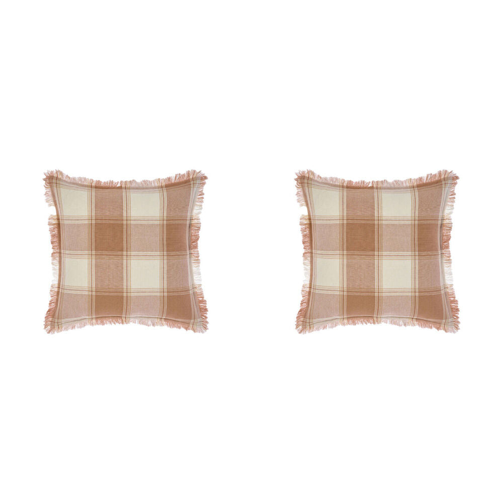 2PK Linen House Evelina Nutmeg Cotton Cushion 48x48cm - Brown