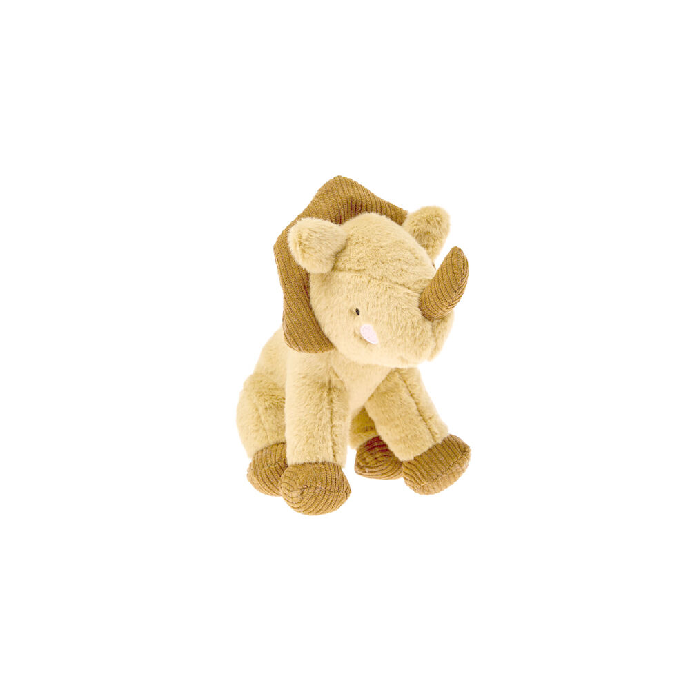 Linen House Kids Trevor Triceratops Plush Toy Cushion 22x18cm - Brown
