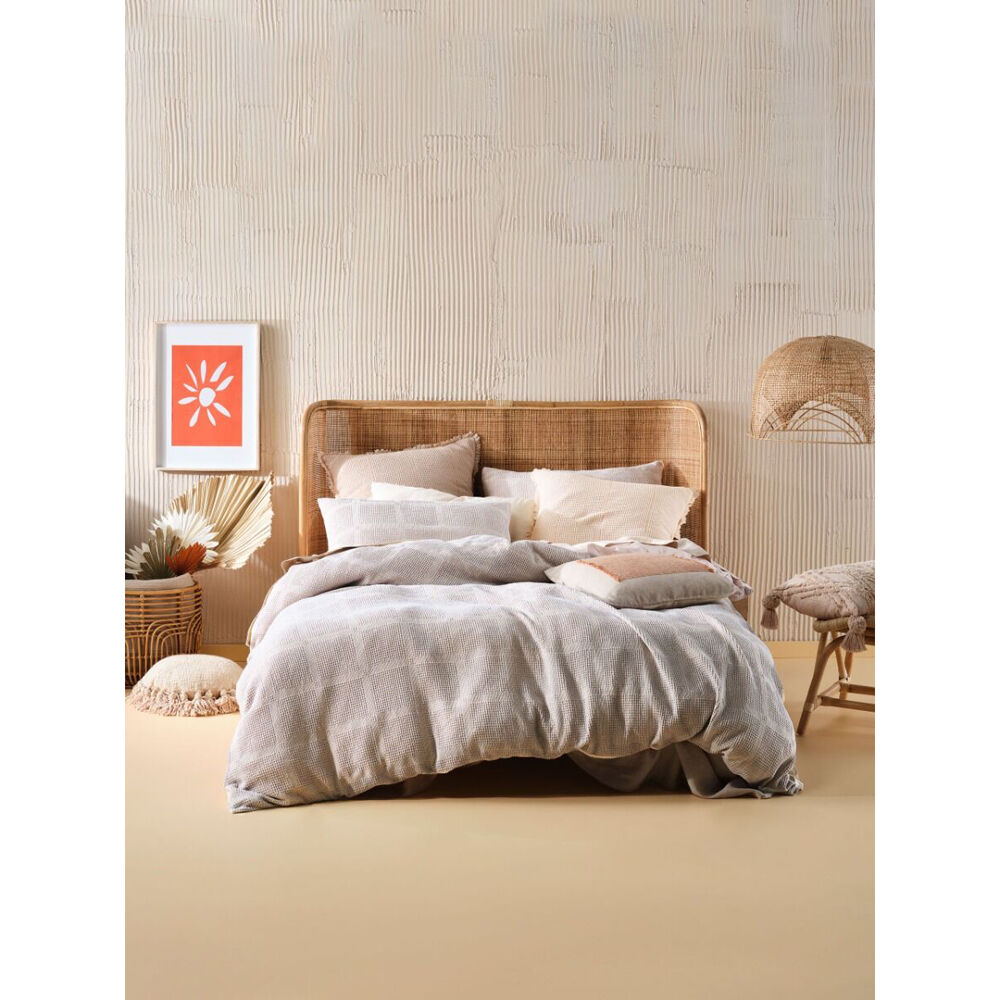 Linen House Galicia Cotton Quilt Cover Set - Blue/Sand