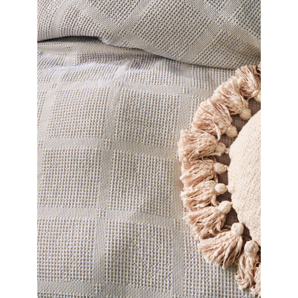 Linen House Galicia Cotton Quilt Cover Set - Blue/Sand