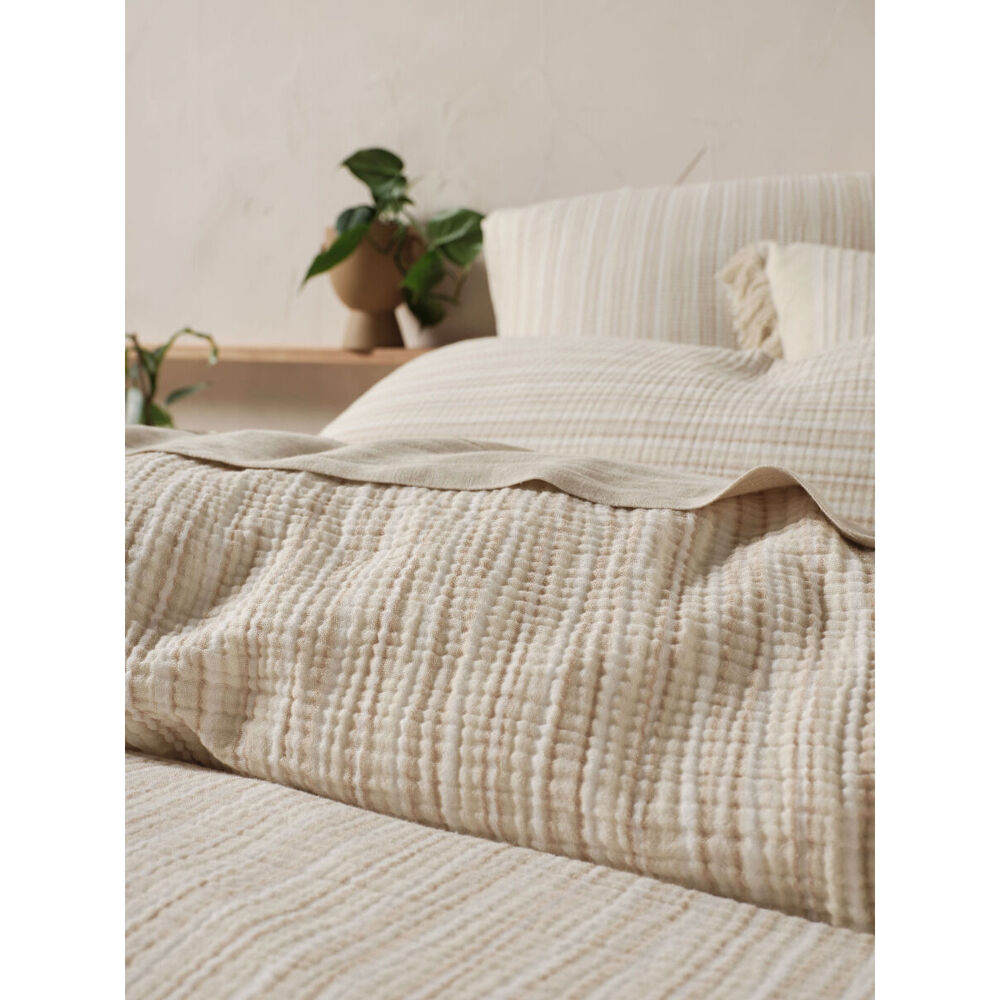 Linen House Majorca Natural Bedroom Cotton Quilt Cover Set