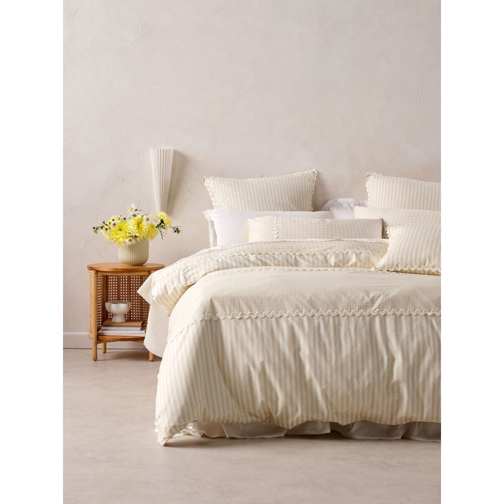 Linen House Chica Cotton Quilt Cover Set - Natural