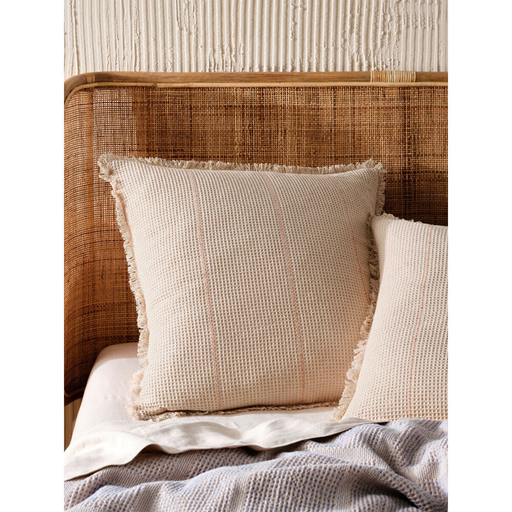 2PK Linen House Galicia European Blue/Sand Pillowcase 65x65cm - Pink