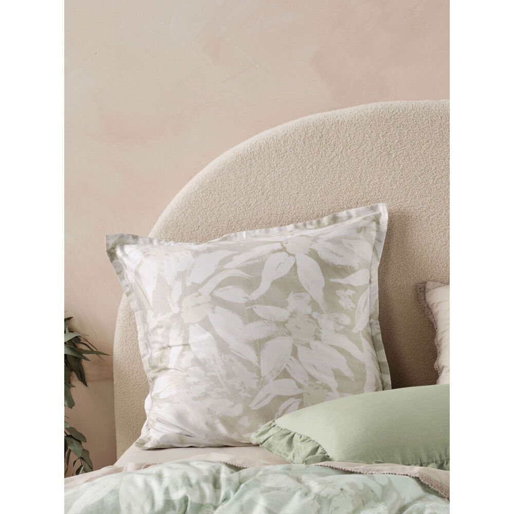 2PK Linen House Esperance Leaf European Pillowcase 65x65cm - Natural