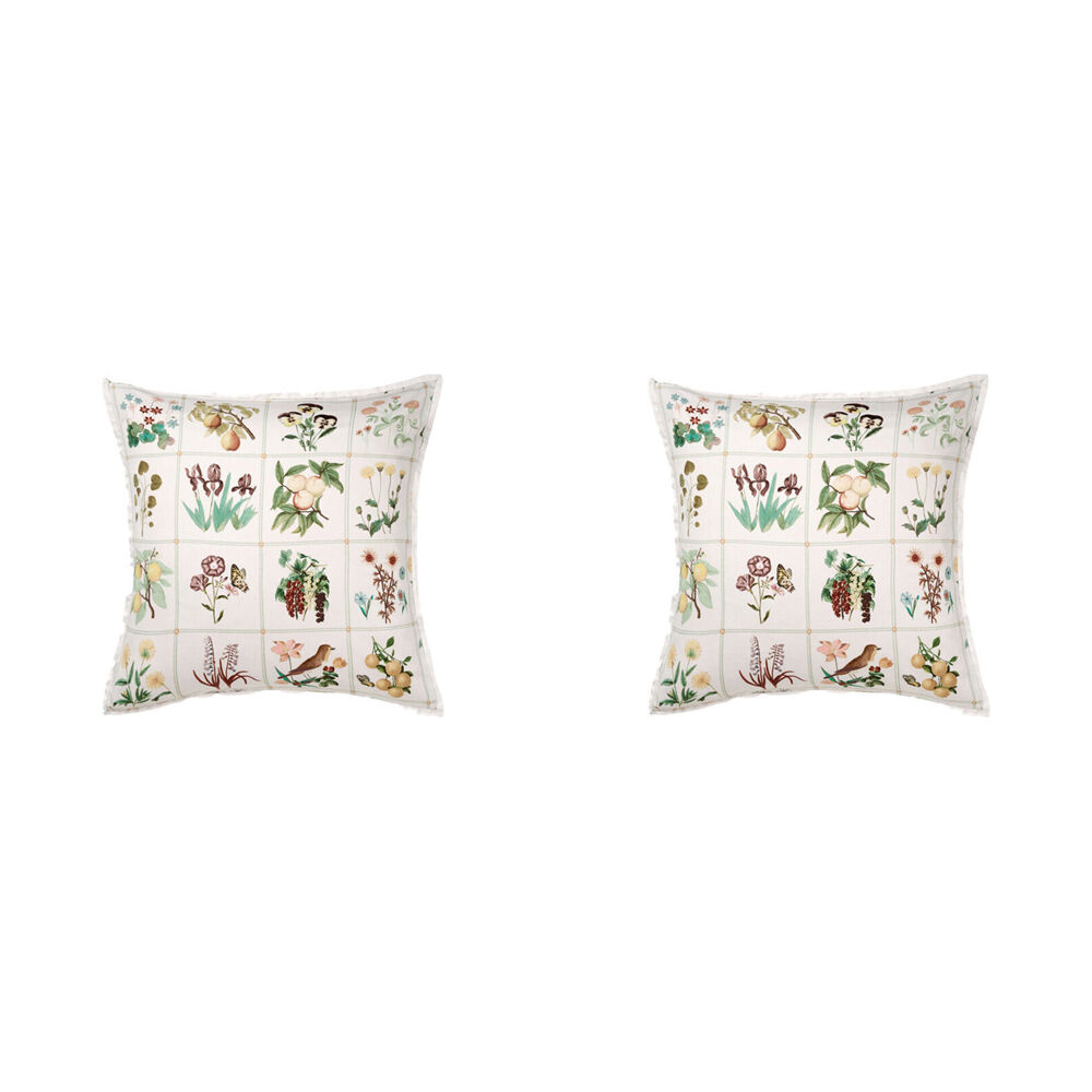 2PK Linen House Garden Bed Vanilla European Cotton Pillowcase 65x65cm