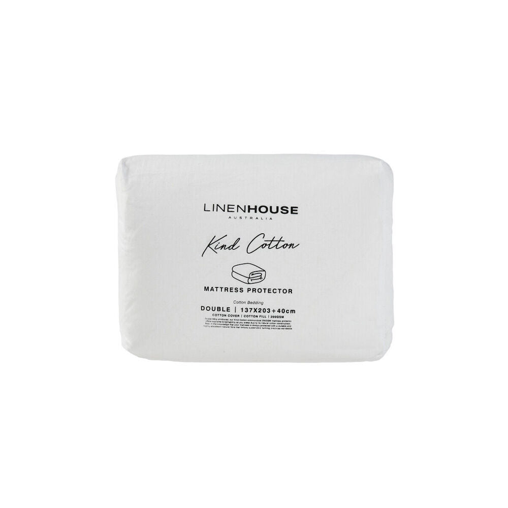 Linen House Kind Cotton Bed Mattress Protector White