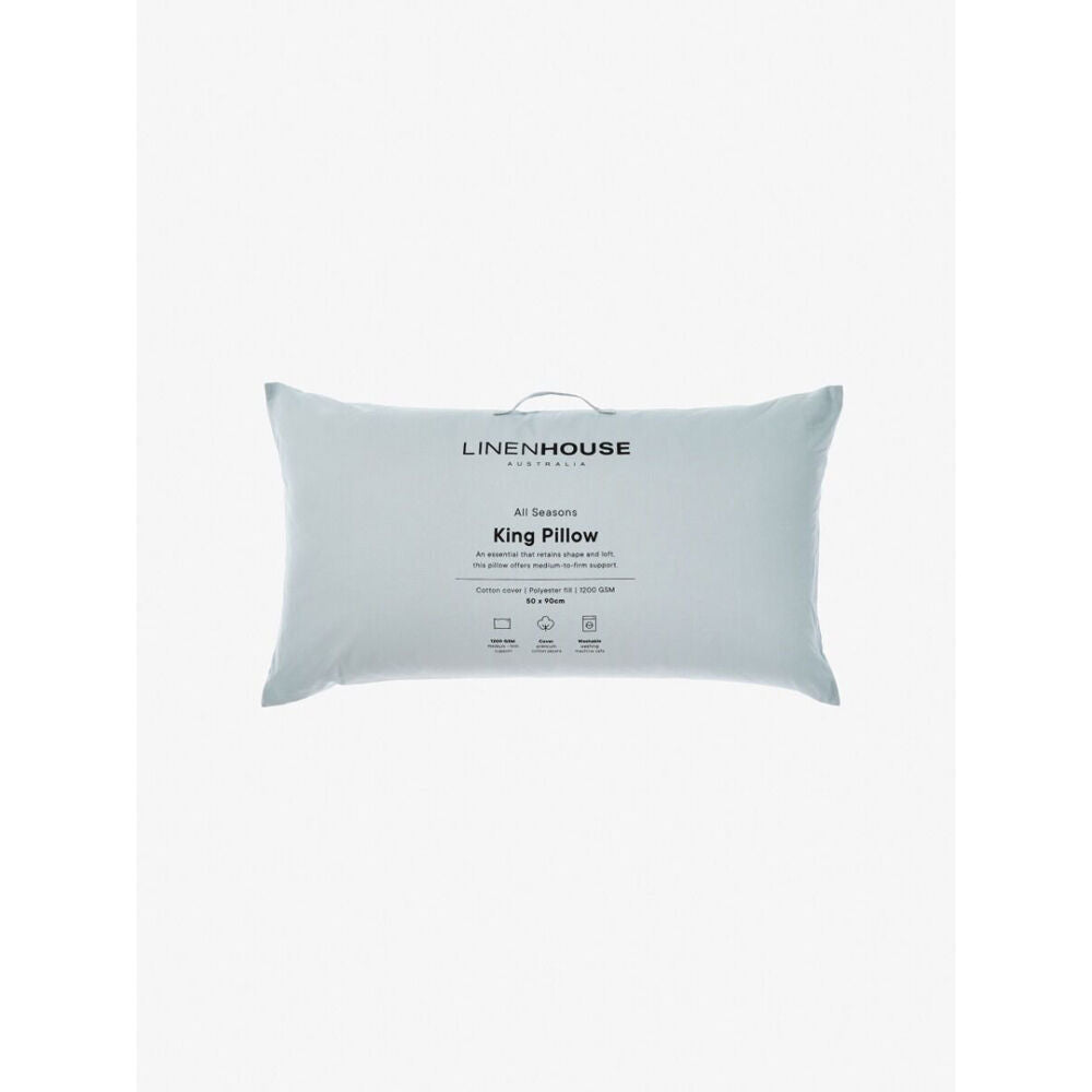 Linen House King All Seasons Bedroom Pillow - White