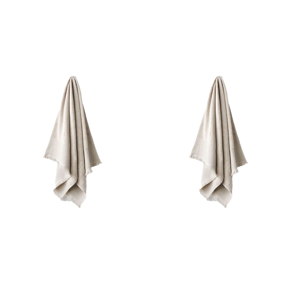 2PK Linen House Aria Sand Cotton/Bamboo Bath Mat 60x80cm - Natural