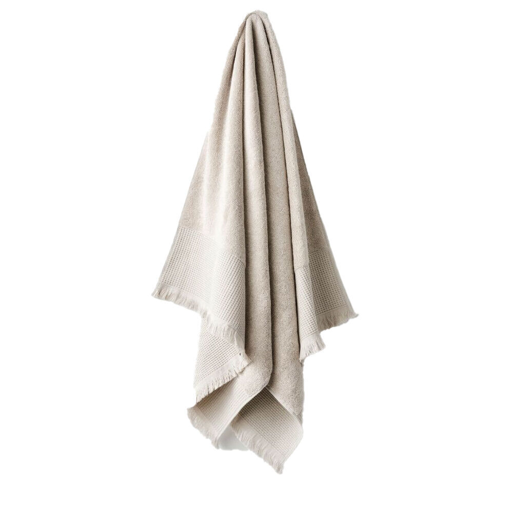 2PK Linen House Aria Sand Cotton/Bamboo Bath Mat 60x80cm - Natural